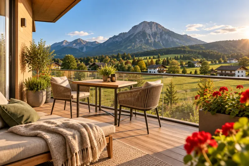 Symbolbild: Balkon mit Blick auf den Hochstaufen